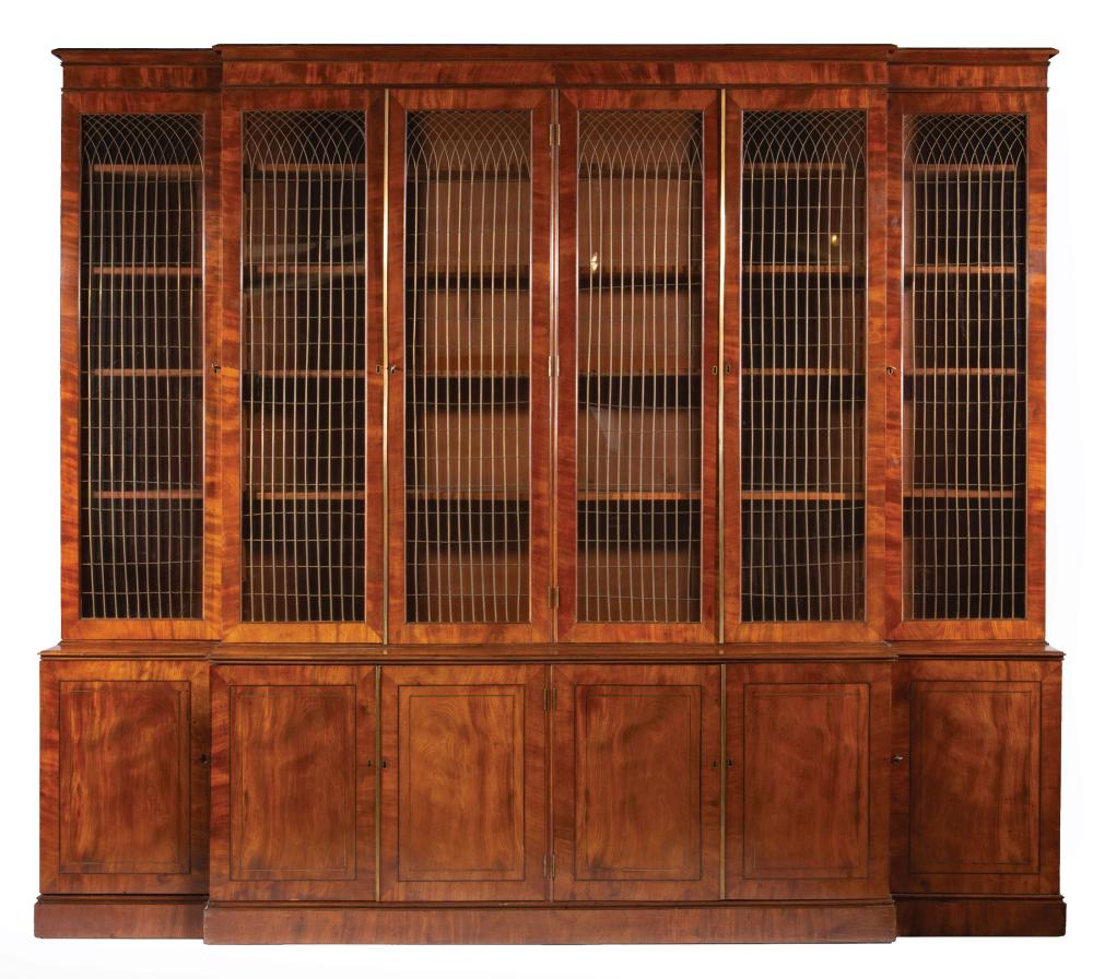 Appraisal: George III Inlaid Mahogany Breakfront Bookcase early th c and