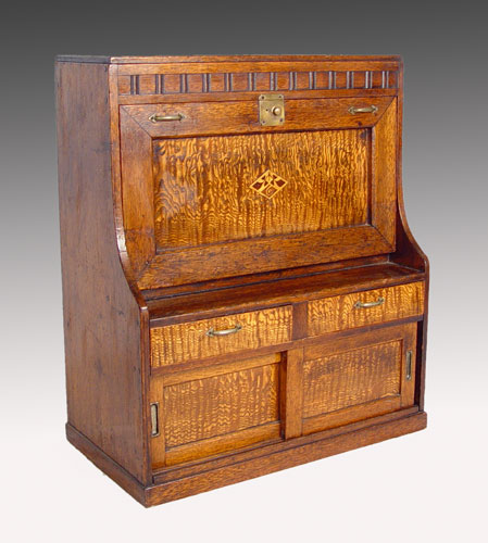 Appraisal: BURL WOOD CAMPAIGN DESK Fall front with interior of pigeon