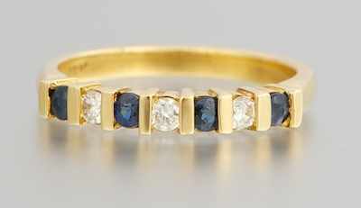 Appraisal: A Ladies' k Gold Diamond and Sapphire Ring k yellow