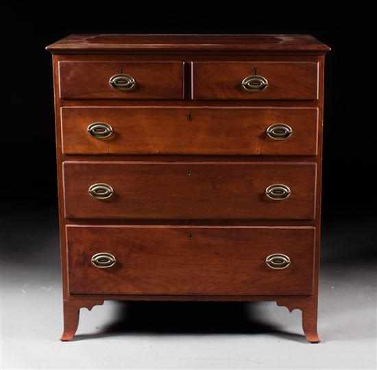 Appraisal: Federal walnut chest of drawers Pennsylvania circa two short drawers