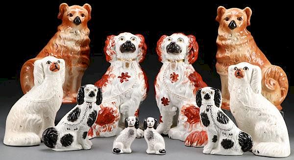 Appraisal: A FINE GROUP OF TEN STAFFORDSHIRE DOGS A FINE GROUP