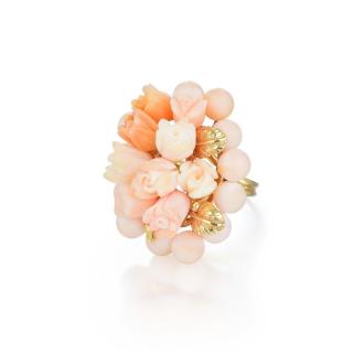 Appraisal: A Carved Coral Ring Designed as a coral ring carved