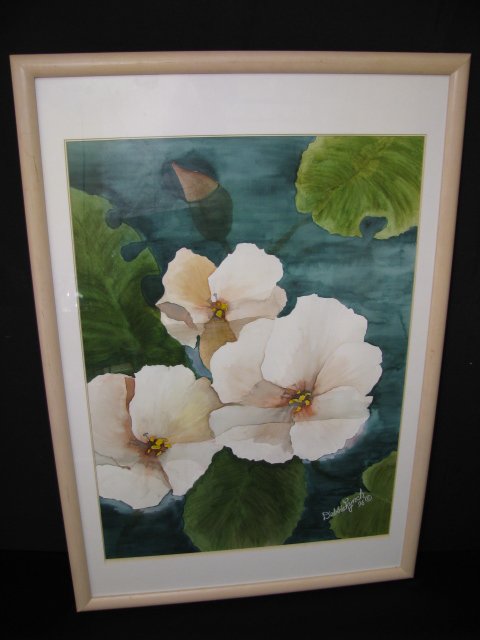 Appraisal: Watercolor painting of Hibiscus flowers signed lower right corner Debbie