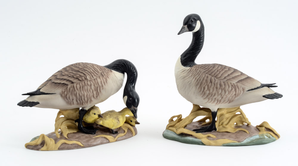 Appraisal: BOEHM CANADA GEESE PORCELAIN BIRDS Two piece the largest measures