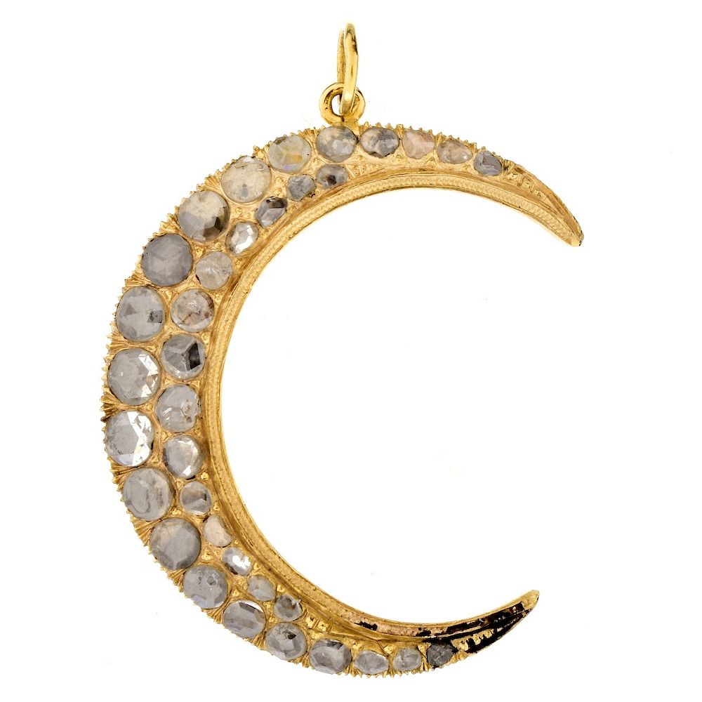 Appraisal: Antique style Diamond and K Crescent Moon Antique style Rose