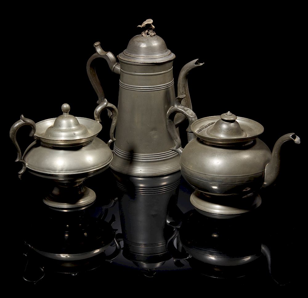 Appraisal: Assorted Pewter Ware Assorted pewter ware comprising a covered sugar