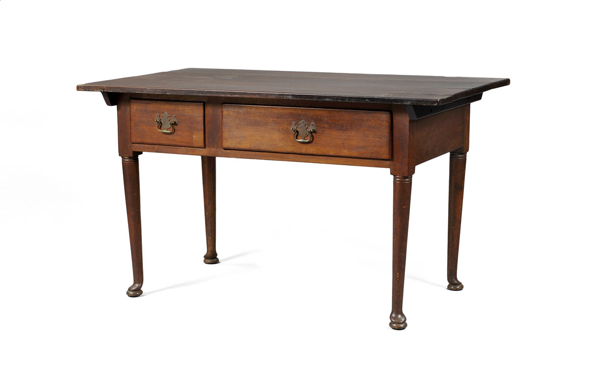 Appraisal: PENNSYLVANIA QUEEN ANNE WALNUT WORK TABLE The rectangular top above