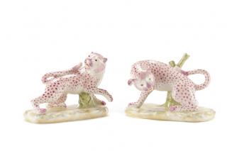 Appraisal: Pair Port Royal for Chelsea House Pink Leopards Chelsea House