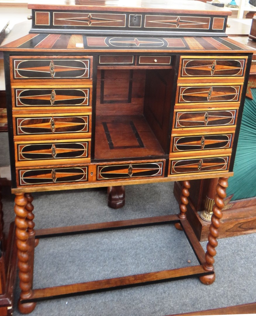 Appraisal: A late th-early th century German walnut and ebony inlaid