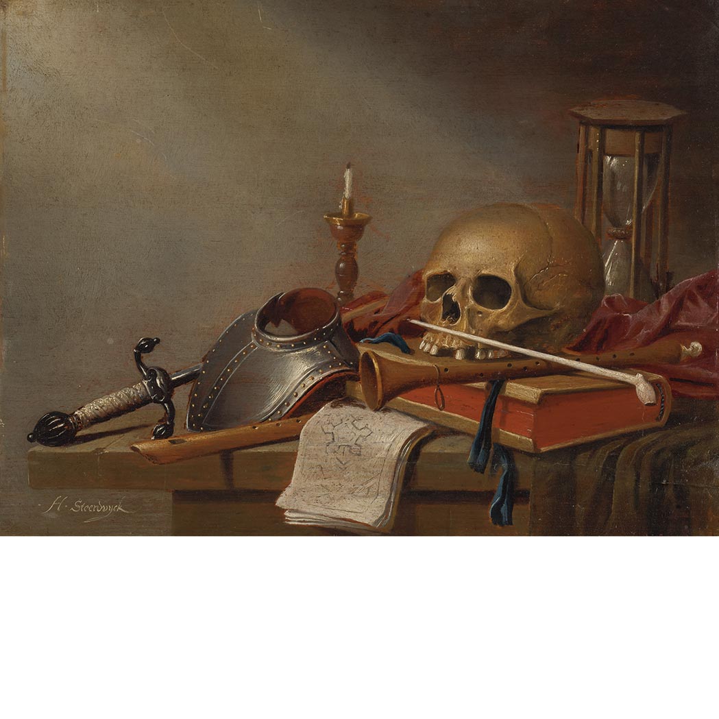 Appraisal: Follower of Harmen van Steenwyck Vanitas Still Life Bears signature