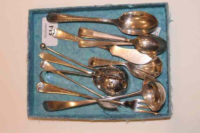 Appraisal: A SMALL COLLECTION OF VARIOUS SILVERWARES including a caster teaspoons