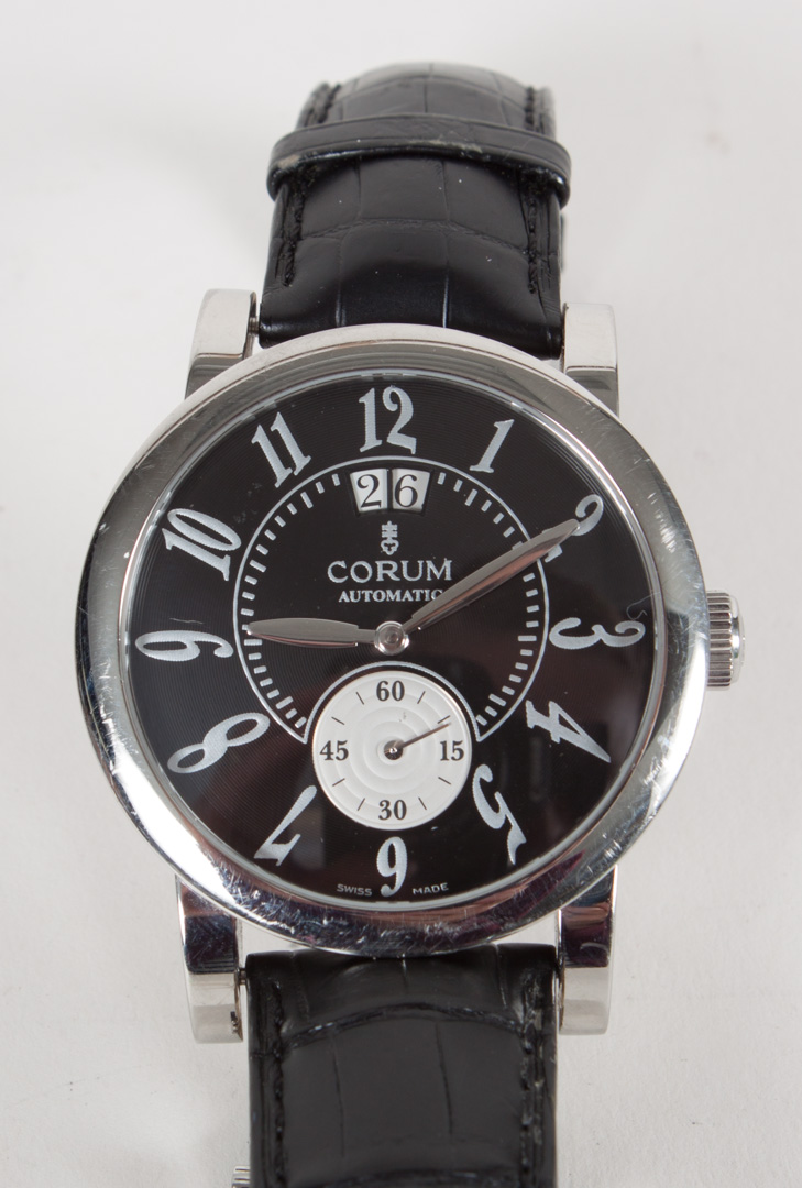 Appraisal: Gentleman's Corum Classical Grande Watch with black leather band Condition