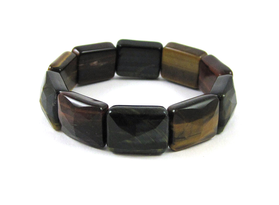 Appraisal: TIGER'S EYE STRETCH BRACELET with ten blue red and brown