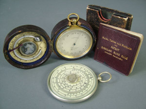 Appraisal: A late th early th century leather cased combination barometer