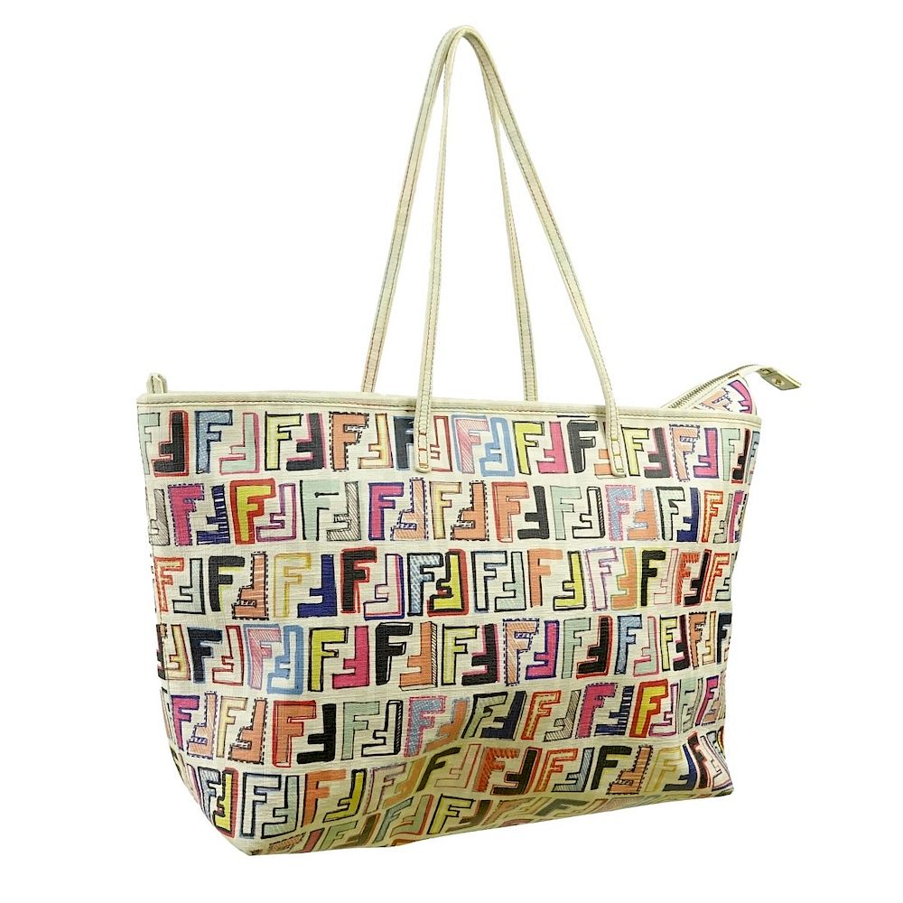 Appraisal: Fendi Milti-color Coated Canvas Logo Tote Fendi Multicolor Coated Canvas