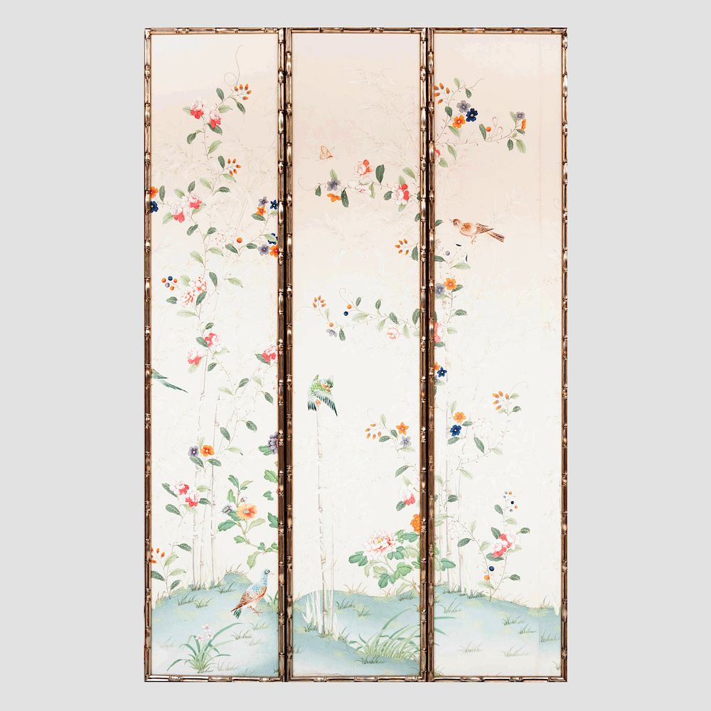 Appraisal: Set of Three Chinese Export Wallpaper Panels ft in x