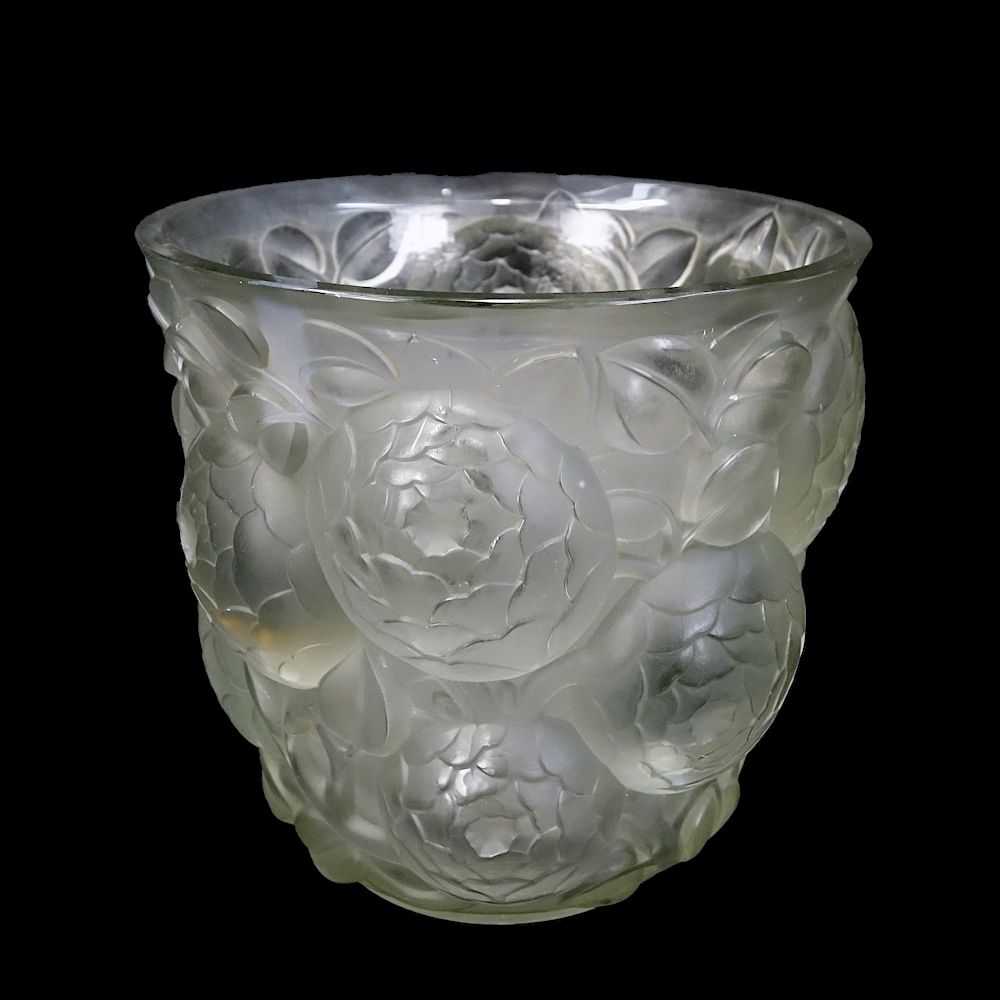 Appraisal: Large Rene Lalique Oran Frosted Art Glass Vase Large Rene