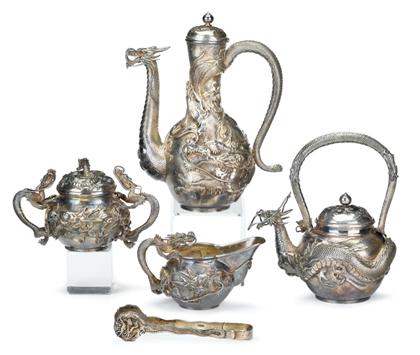 Appraisal: Japanese Yokohama five piece silver tea servicelate th century stamped