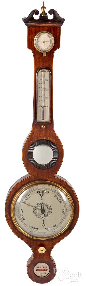 Appraisal: Rosewood banjo barometer th c Rosewood banjo barometer th c