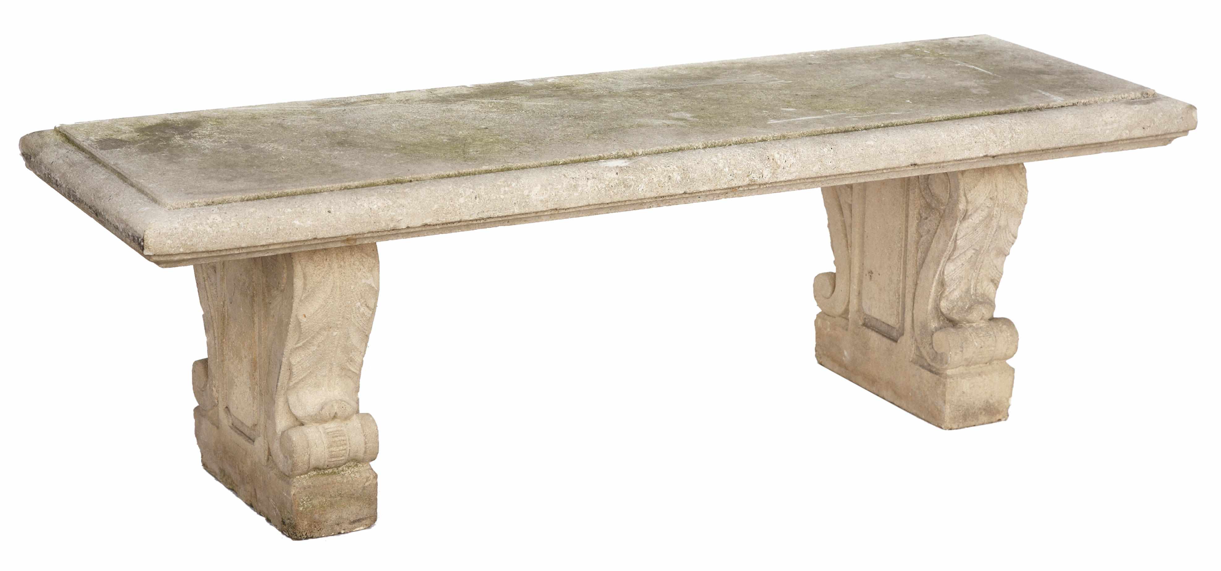 Appraisal: A Baroque style cast stone bench height in cm width