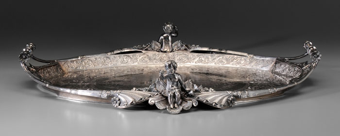 Appraisal: Ornate Silver-Plate Tray Middletown Connecticut late th century oval with