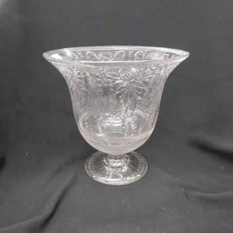 Appraisal: Fine Engraved Crystal Vase floral garland attributed to Pairpoint