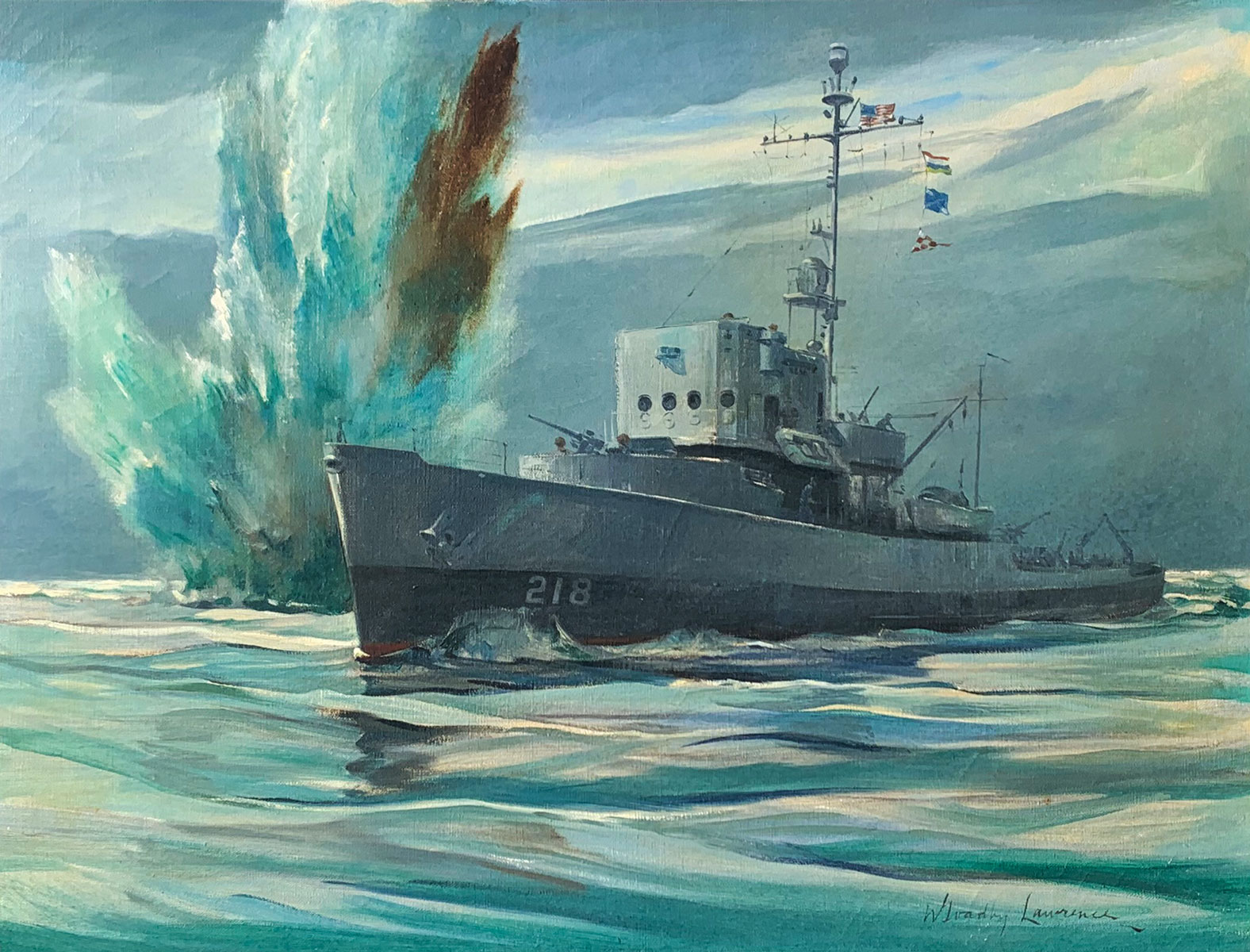 Appraisal: LAWRENCE William Goadby American - US Frigate Under Attack Oil