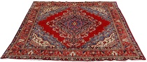 Appraisal: A Tabriz Carpet Bright red center field with a blue