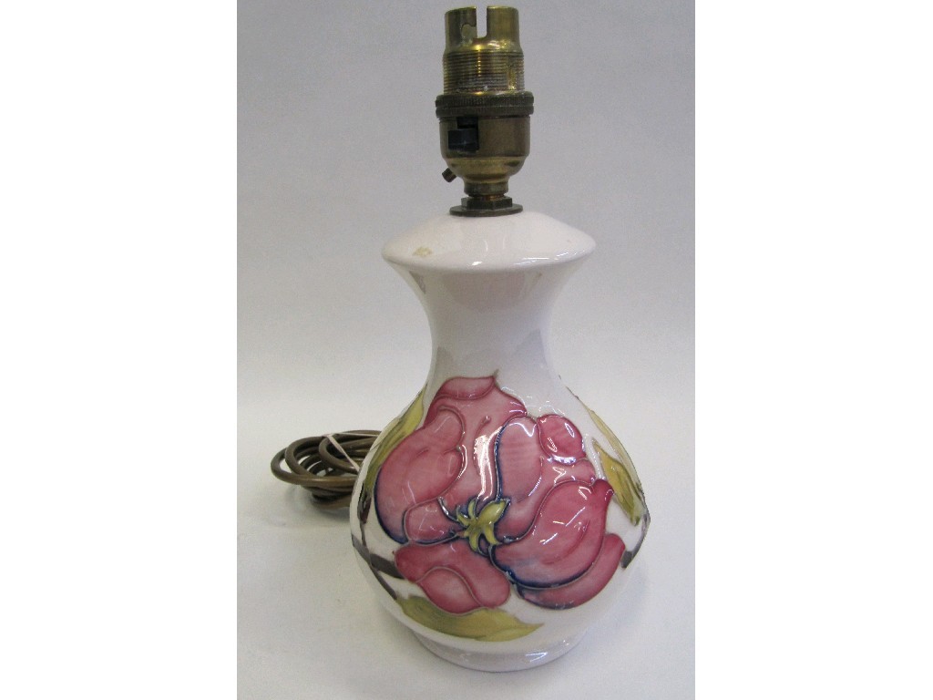 Appraisal: Moorcroft 'Magnolia' pattern lampbase on cream ground high exc fittings