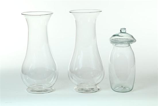 Appraisal: THREE BLOWN GLASS TABLE ARTICLES American mid th century A