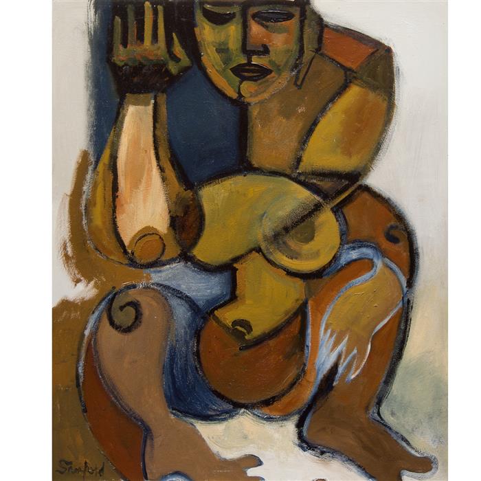 Appraisal: Walter Sanford American - Cubist Nudeoil on masonitec signed x