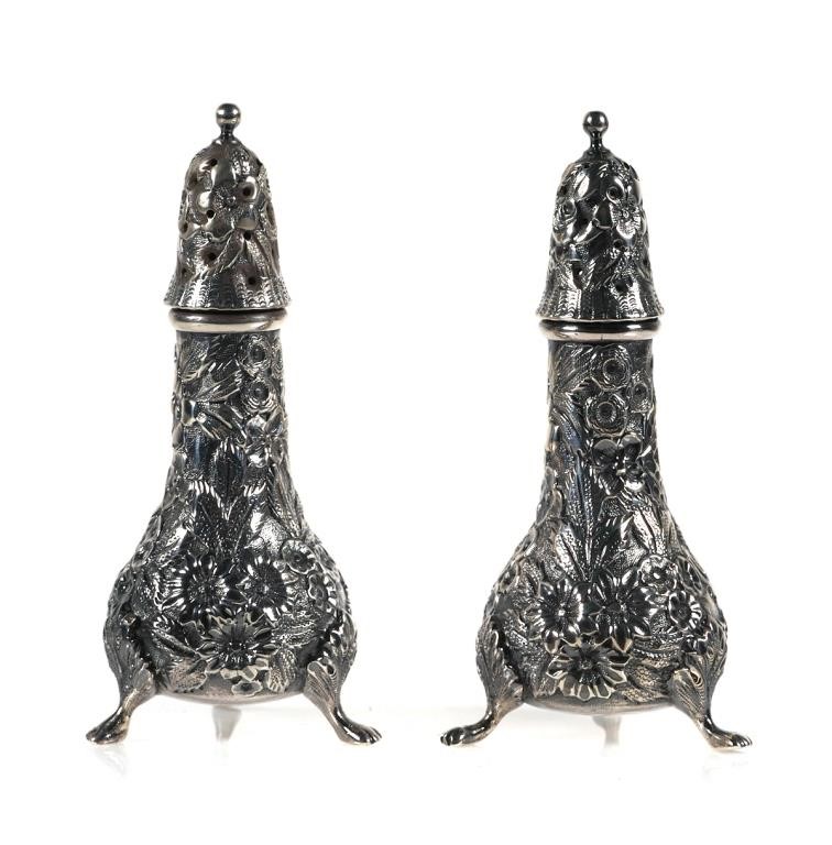 Appraisal: A G Schultz Co sterling repousse salt and pepper shakers