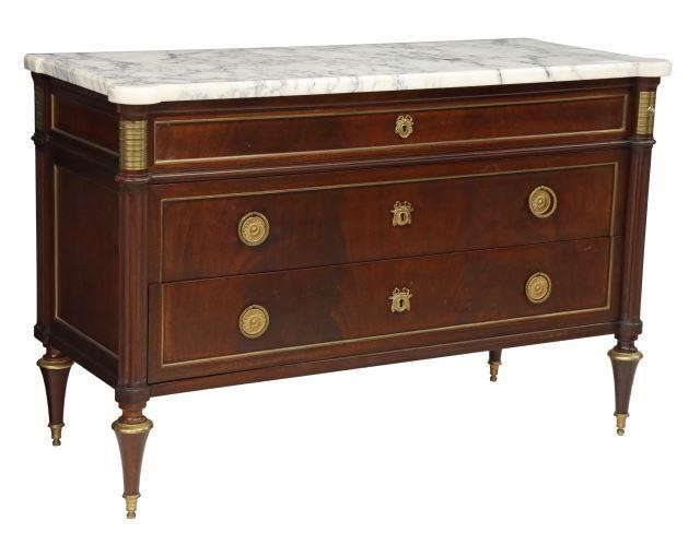 Appraisal: French Louis XVI style mahogany commode early th c having