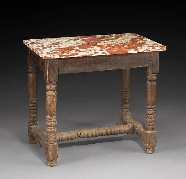 Appraisal: A Continental early Baroque walnut table base second half th