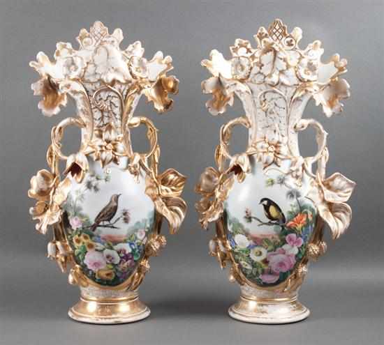 Appraisal: Pair of Porcelain de Paris paint decorated mantel vases circa