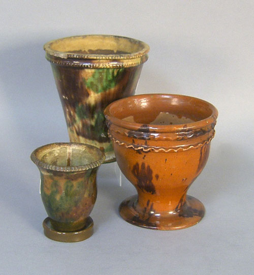 Appraisal: Three redware flower pots th c h h and h