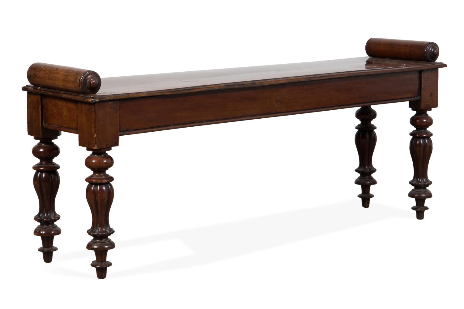 Appraisal: WILLIAM IV MAHOGANY HALL BENCH C English William IV mahogany