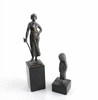 Appraisal: Two Various Patinated Metal Figures Two various patinated metal miniature