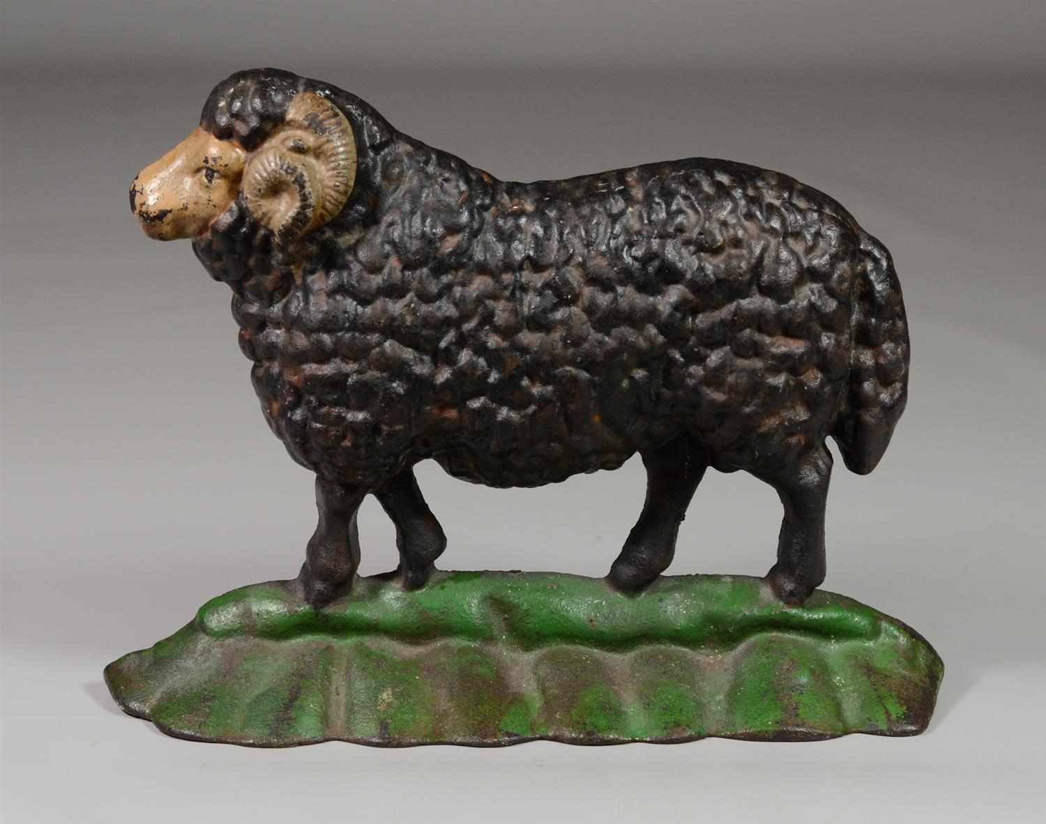 Appraisal: Cast iron ram doorstop original paint - w x h