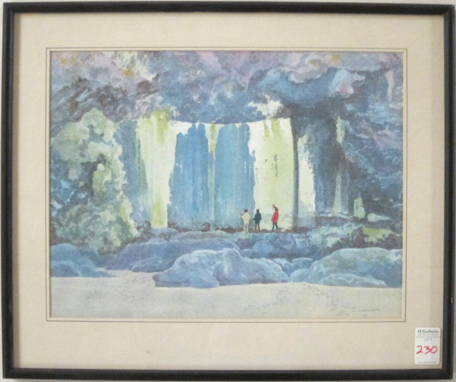 Appraisal: CLIVE DAVIES WATERCOLOR ON PAPER Wales Oregon - Waterfall landscape