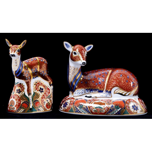 Appraisal: Two Royal Crown Derby paperweights - Deer and Fawn exclusive