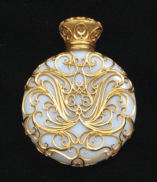 Appraisal: A k gold mounted opaline glass scent bottle second half