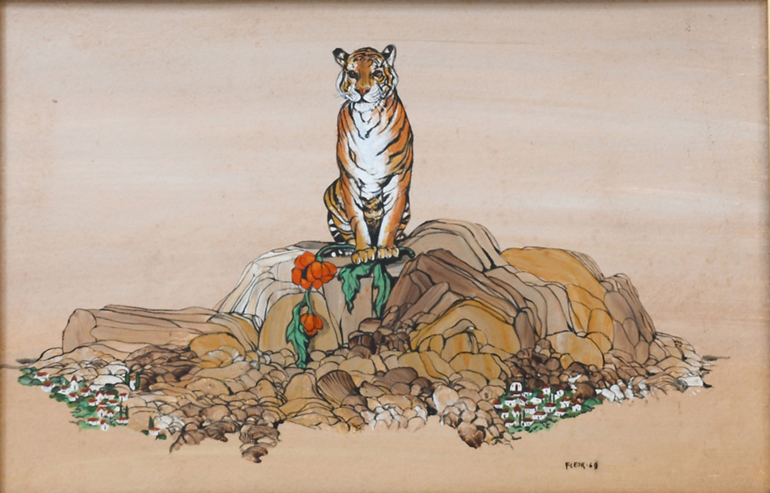 Appraisal: COWLES Fleur American Spanish - ''Mountaintop'' Depicts a Large Tiger