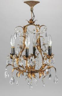 Appraisal: Continental cut crystal chandelier h Petite Continental cut-crystal and gilt