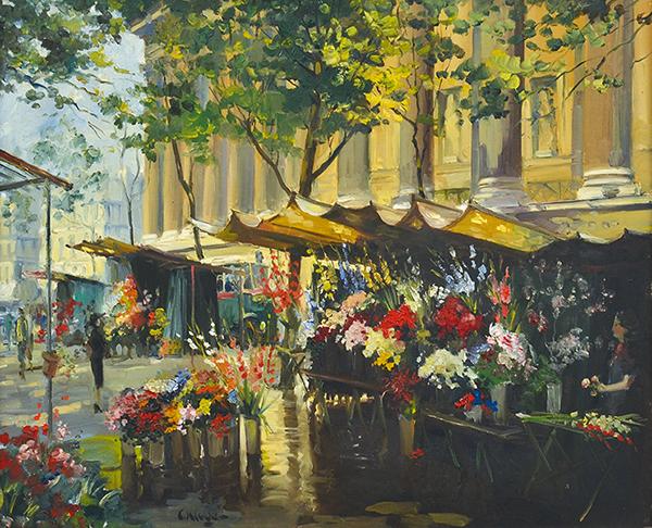 Appraisal: CONSTANTIN KLUGE French - Paris Opera Flower Market oil on