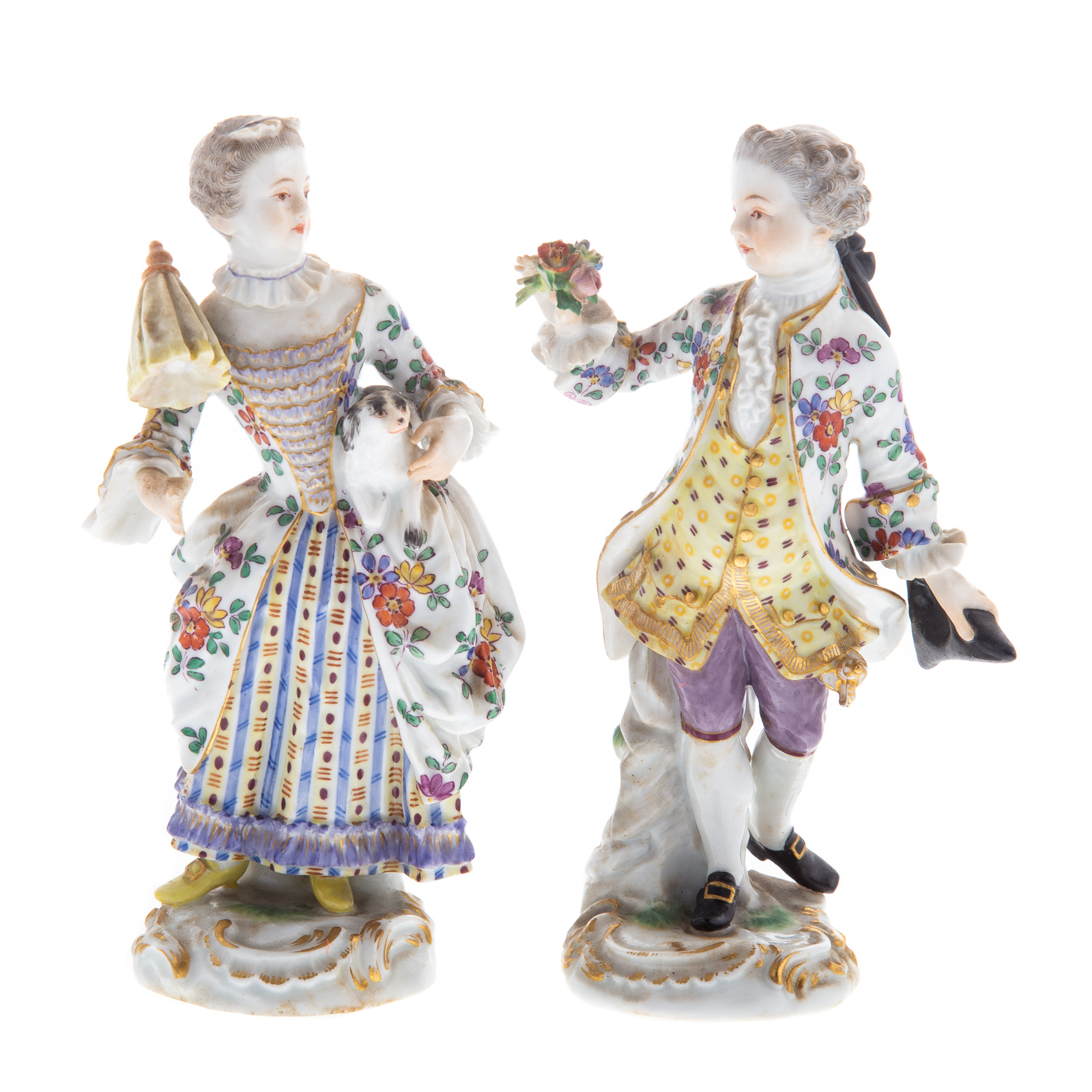 Appraisal: MEISSEN PORCELAIN FIGURES OF LADY GENTLEMAN th century figures dressed