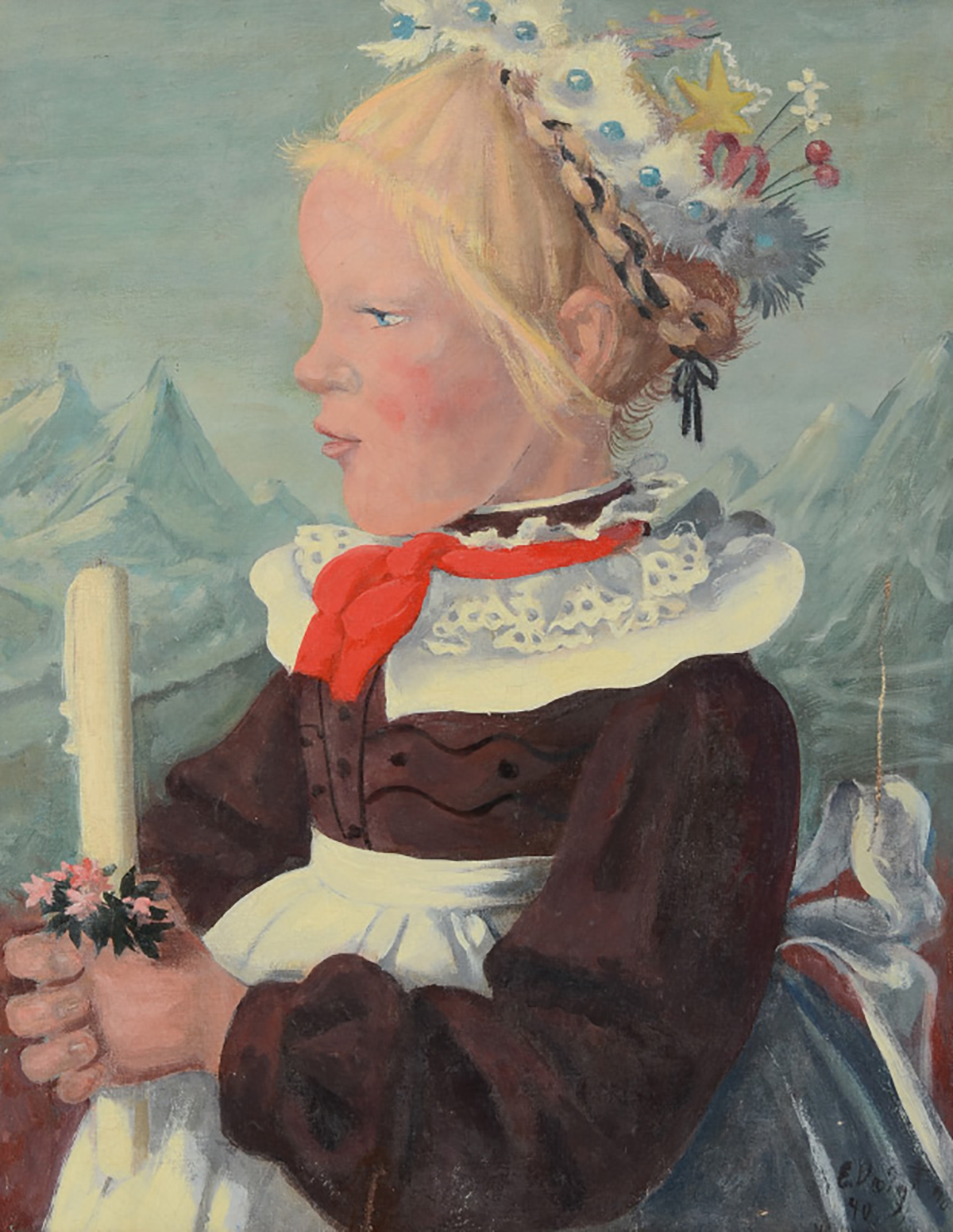 Appraisal: VOIGT Elisabeth German - Young Girl Holding a Candle Oil