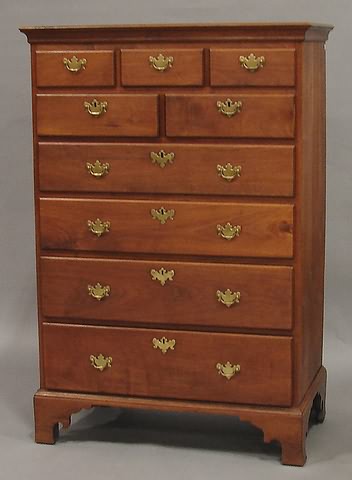 Appraisal: Tall chest of drawers cove molded cornice all drawers thumb