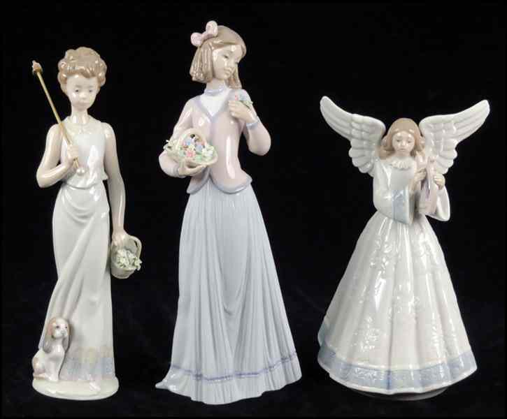 Appraisal: THREE LLADRO PORCELAIN FIGURES Comprising Innocence in Bloom Garden Classic