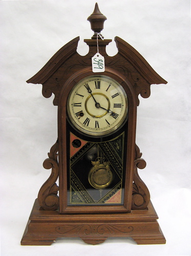 Appraisal: VICTORIAN WALNUT KITCHEN CLOCK New Haven Clock Co New Haven